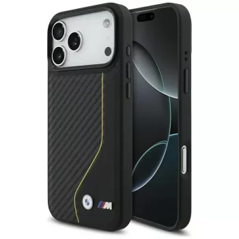 Husă MagSafe BMW M Carbon Line & Logo pentru iPhone 17 Pro Max, galbenă