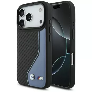 Husă MagSafe BMW M Carbon Logo pentru Apple iPhone 17 Pro, albastră