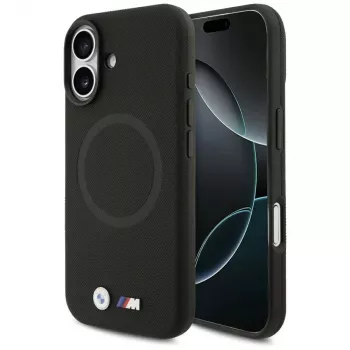 Husă MagSafe BMW M Series Metal Logo pentru Apple iPhone 17, neagră