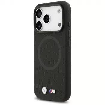 Husă MagSafe BMW M FW Metal Logo pentru Apple iPhone 17 Pro, neagră