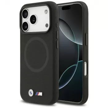 Husă MagSafe BMW M FW Metal Logo pentru Apple iPhone 17 Pro Max, neagră