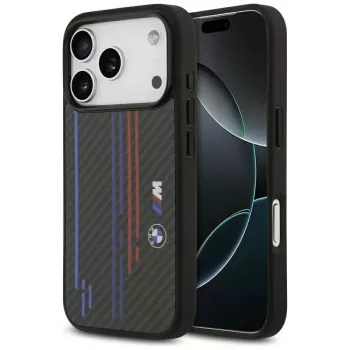 Husă MagSafe BMW M Kevlar Lines & Logo pentru iPhone 17 Pro, neagră