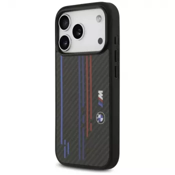 Husă MagSafe BMW M Kevlar Lines & Logo pentru iPhone 17 Pro, neagră