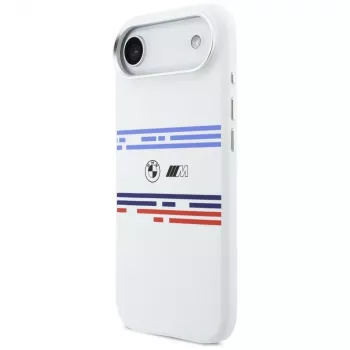 Husă MagSafe BMW M Silicon Horizontal Line pentru iPhone Air, albă