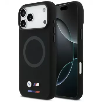 Husă MagSafe din silicon BMW M Logo pentru iPhone 17 Pro Max, neagră