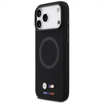 Husă MagSafe din silicon BMW M Logo pentru iPhone 17 Pro Max, neagră