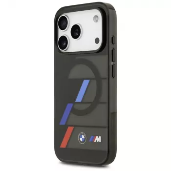 Husă MagSafe BMW M IML Metal Buttons Tricolor Lines pentru iPhone 17 Pro, neagră
