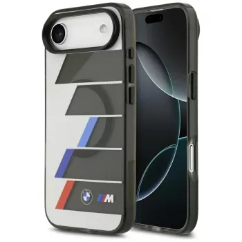 Husă MagSafe BMW M IML Metal Buttons Tricolor Lines pentru iPhone Air, antracit