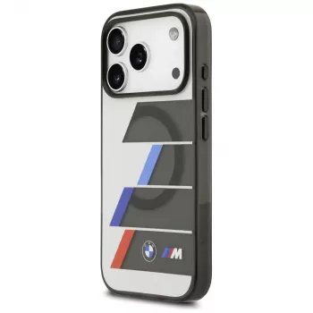 Husă MagSafe BMW M IML Metal Buttons Tricolor Lines pentru Apple iPhone 17 Pro, antracit