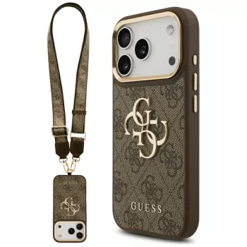 Husă Guess 4G Big Classic Logo BigStrap Metal Buttons pentru Apple iPhone 17 Pro, maro