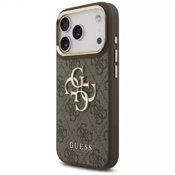 Husă Guess 4G Big Classic Logo BigStrap Metal Buttons pentru Apple iPhone 17 Pro, maro