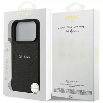 Husă MagSafe Guess Grained Ring pentru iPhone 17 Pro (neagră)