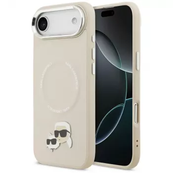 Husă MagSafe KARL LAGERFELD Karl & Choupette Pins pentru Apple iPhone Air - bej