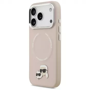 Husă MagSafe Karl Lagerfeld Karl & Choupette Pins pentru iPhone 17 Pro, roz