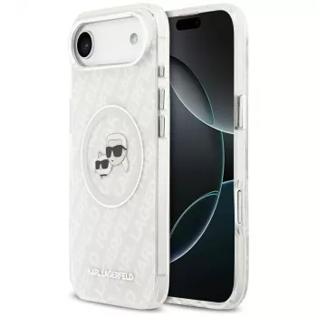 Husă MagSafe Karl Lagerfeld IML Glitter Karl & Choupette Heads Logo pentru Apple iPhone Air - gri