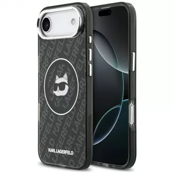 Husă MagSafe Karl Lagerfeld IML Choupette Head Logo pentru Apple iPhone Air - neagră