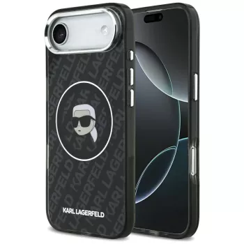 Husă MagSafe Karl Lagerfeld IML Karl Head Logo pentru iPhone Air, neagră