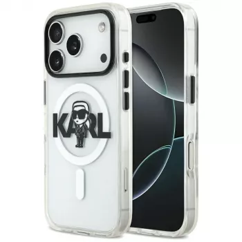Husă MagSafe KARL LAGERFELD IML Karl Sketch Logo pentru iPhone 17 Pro, transparent
