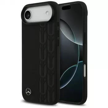 Mercedes-Benz Laurel Leaves Leather MagSafe husă pentru iPhone Air - neagră