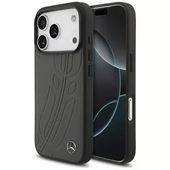 Mercedes Leather Large Laurel Leaf MagSafe husă pentru iPhone 17 Pro antracit