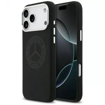 Husă MagSafe Mercedes Silicone Vintage Logo pentru iPhone 17 Pro Max, neagră
