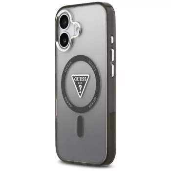 Husă MagSafe Guess IML Gradient Triangle Logo pentru iPhone 17, neagră