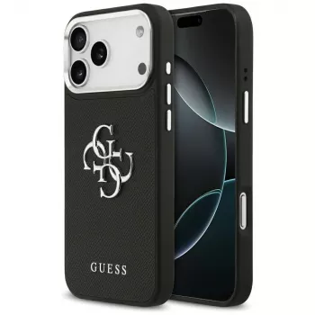 Husă Guess Grained Big 4G Classic Logo pentru iPhone 17 Pro Max - neagră