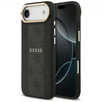 Husă Guess 4G Stripe MagSafe pentru iPhone Air, neagră