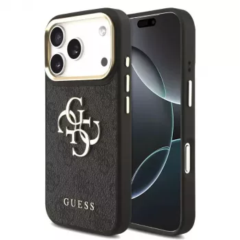 Husă Guess 4G Big 4G Classic Logo pentru iPhone 17 Pro Max (neagră / auriu)