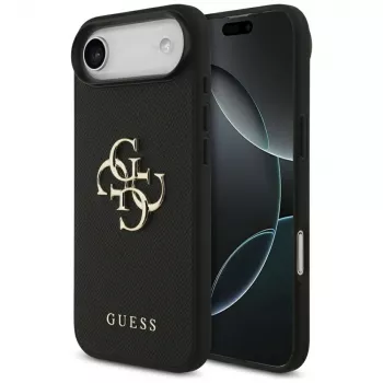 Husă Guess Grained Big 4G & Classic Logo pentru iPhone Air, neagră