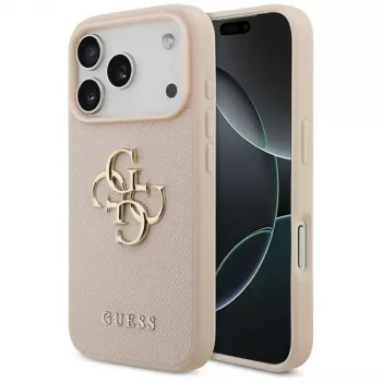 Husă Guess Grained Big 4G & Classic Logo pentru iPhone 17 Pro roz