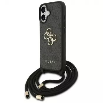 Husă crossbody Guess 4G Big Logo Cord Strap pentru Apple iPhone 17, neagră