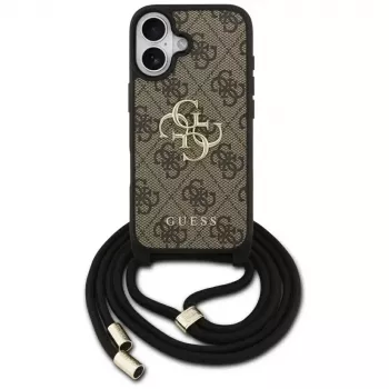Husă crossbody Guess 4G Big Logo Cord Stap pentru iPhone 17 maro