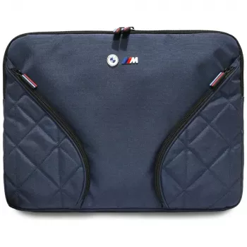 Husă BMW din nailon pentru laptop 16 inch bleumarin cu logo metalic