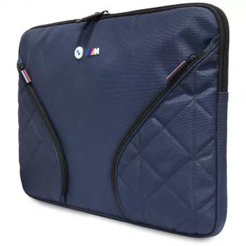 Husă BMW din nailon pentru laptop 16 inch bleumarin cu logo metalic
