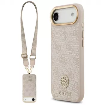 Husă MagSafe Guess 4G Strass Logo & Big Strap Metal Buttons pentru iPhone Air - roz