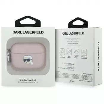 Husă KARL LAGERFELD Monogram Karl Head pentru AirPods Pro 3, roz