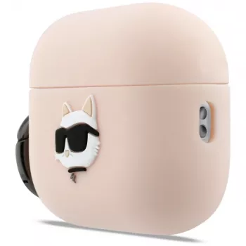 Husă Karl Lagerfeld din silicon Choupette Head 3D pentru AirPods Pro 3, roz