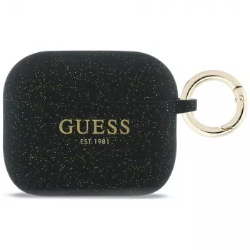 Husă Guess din silicon Glitter Ring pentru AirPods Pro 3, neagră
