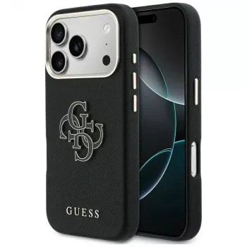 Carcasă spate Guess FW Resin Logo pentru Apple iPhone 17 Pro, neagră