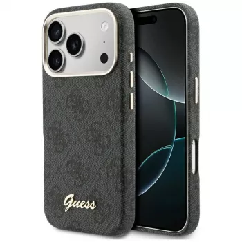 Husă Guess 4G Script MagSafe pentru iPhone 17 Pro, neagră