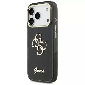 Husă metalică Guess IML 4G Script pentru Apple iPhone 17 Pro, neagră