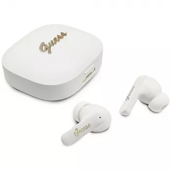 Căști True Wireless Stereo Guess Script Metal Logo, albe