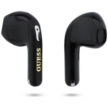 Căști TWS Bluetooth Guess Gold Line Triangle cu carcasă de încărcare, negre