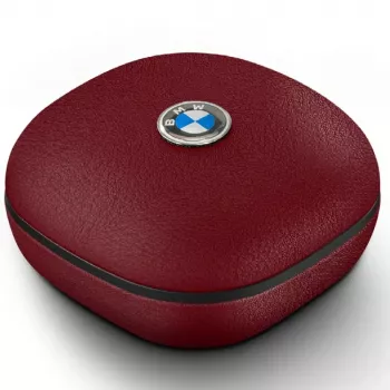 Căști TWS Bluetooth BMW Leather Metal Logo ENC, roșii