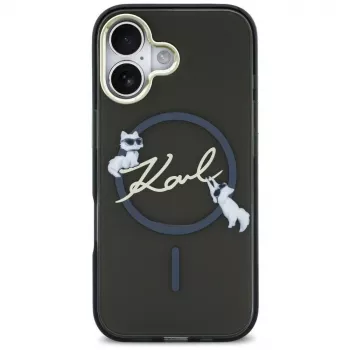 Karl Lagerfeld IML Choupettes KarlScript Logo Husă MagSafe pentru iPhone Air, negru