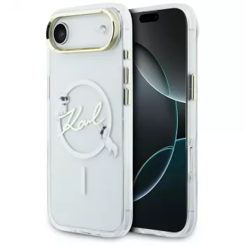 Husă MagSafe Karl Lagerfeld IML Choupettes KarlScript Logo pentru iPhone Air, transparentă