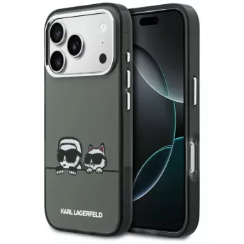 Husă MagSafe KARL LAGERFELD IML Karl & Choupette Peekaboo Logo pentru iPhone 17 Pro Max, neagră