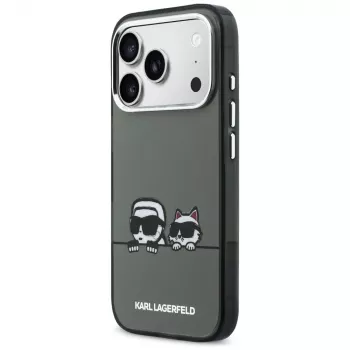 Husă MagSafe KARL LAGERFELD IML Karl & Choupette Peekaboo Logo pentru iPhone 17 Pro Max, neagră