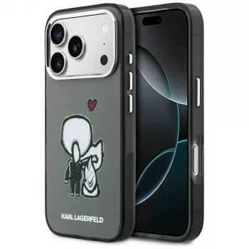 Husă MagSafe KARL LAGERFELD Karl & Choupette Back pentru Apple iPhone 17 Pro, neagră